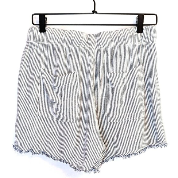 Thread & Supply | Linen Blend Blue & White Striped Drawstring Shorts | Medium - Picture 6 of 8